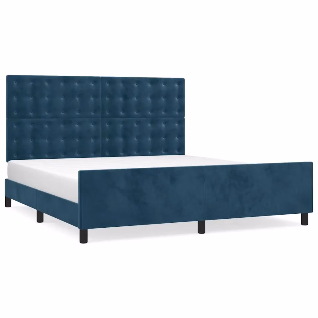 vidaXL Giroletto con Testiera in Velluto Blu Scuro L: 180 cm, P: 200 cm, H: 128 cm – 2