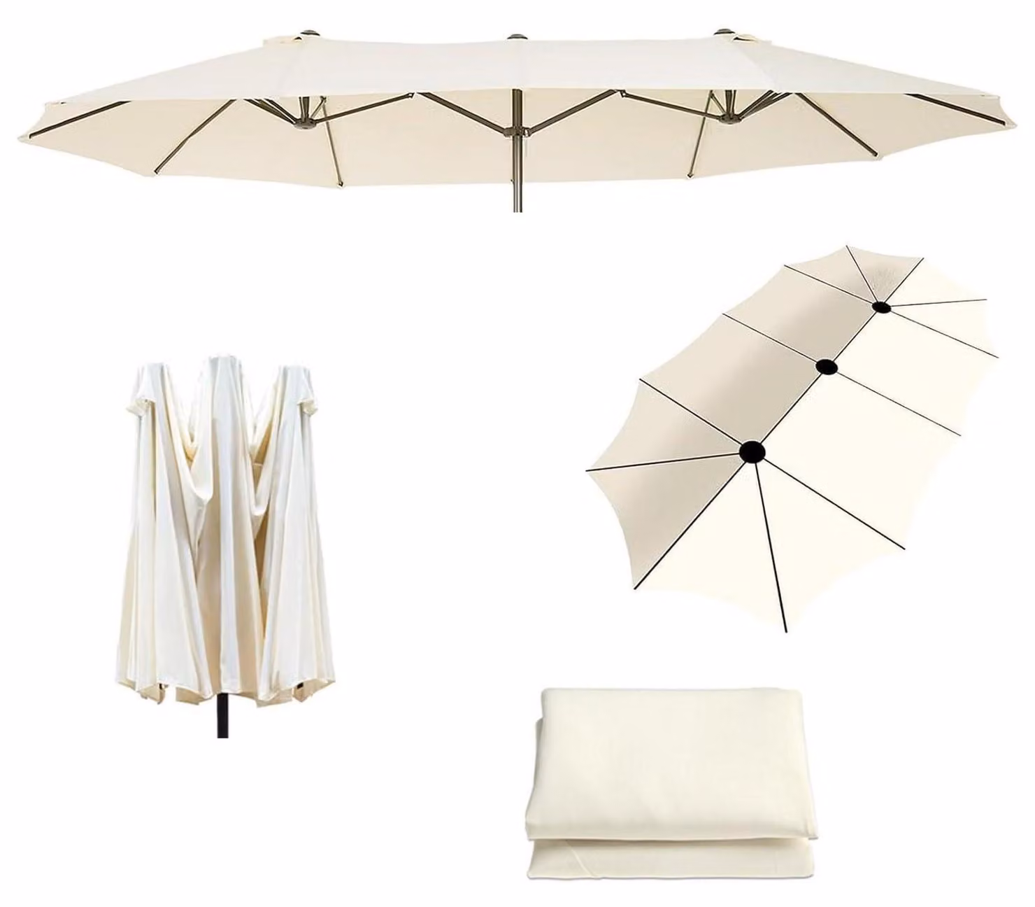 Ombrellone rettangolare, 400 cm, bianco, in poliestere