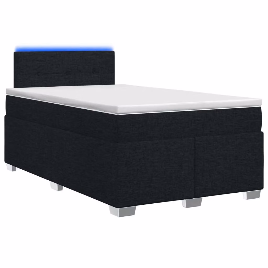 Letto Box Spring vidaXL con Materasso Ibrido, Illuminazione LED e Porta USB, Nero, L/P: 120 x 200 cm – 2