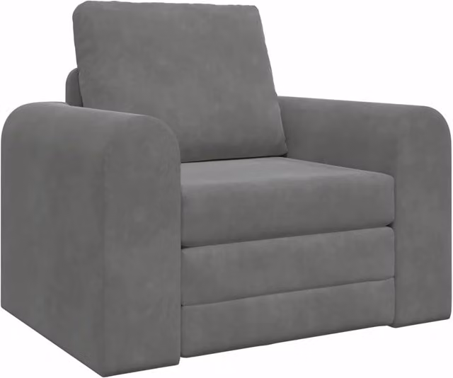Divano letto singolo in velluto grigio con braccioli L/P/H: 98 x 71 x 83 cm