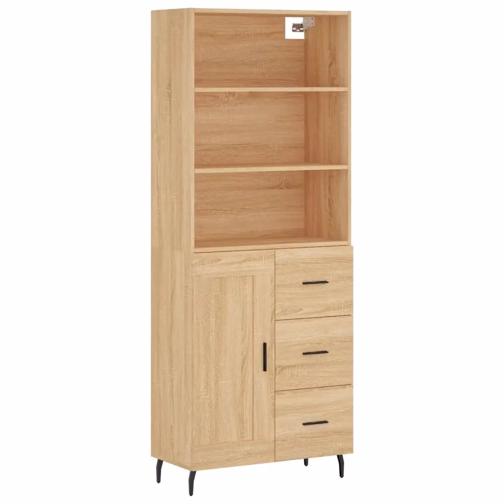 Credenza moderna vidaXL in legno e metallo color marrone, L: 69,5 cm, P: 34 cm, H: 180 cm – 2