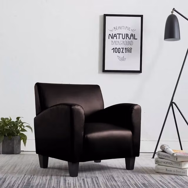 Poltrona-Divano Sedia-Poltroncina Marrone Scuro in Similpelle