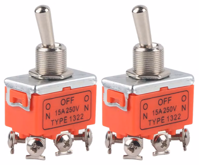 2 interruttori a levetta per motori a corrente continua, polarità CW/CCW, 6 pin, 250V, 15A