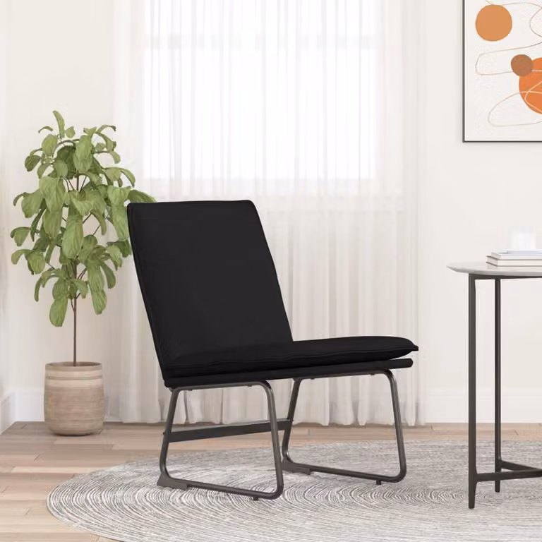 The Living Store Sedia lounge nera 52x75x76 cm in tessuto