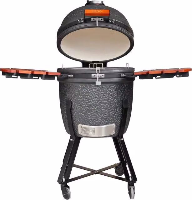 Barbecue a carbone Kamado Lisa Luxury 21 pollici in ceramica di mullite con supporto e copertura, colore nero antracite, Ø 54,7 cm – 1