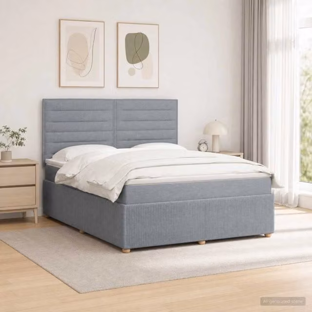 Letto Box Spring LED con Materasso Grigio Chiaro 180 x 200 cm 3455909
