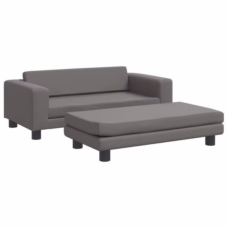 Divano Bambini con Poggiapiedi Grigio 100x50x30 cm Pelle finta