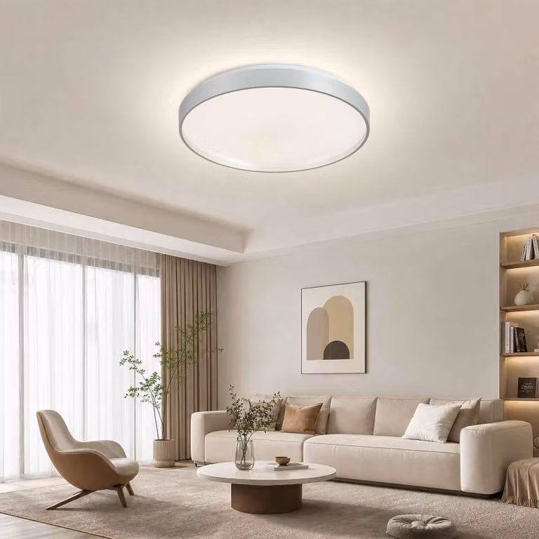 ZELURXX, plafoniera a LED, diametro 38 cm, 36W, 3 temperature di colore, realizzata in ferro e PVC, ideale per soggiorno, camera da letto e cucina, colore argento
