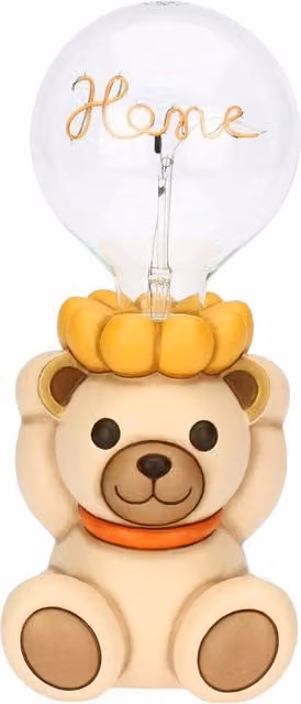 Lampada da tavolo Thun Teddy in ceramica beige con paralume in vetro trasparente