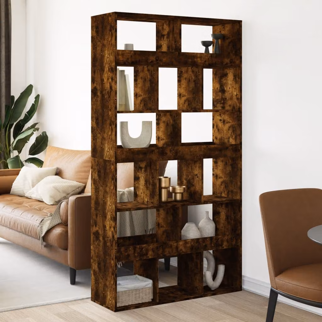 Libreria moderna vidaXL in rovere fumo con ripiani in MDF, L 100 cm, P 33 cm, H 187,5 cm – 1