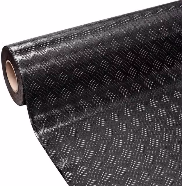 Tappeto Copri Pavimento EMMEVI Effetto Lamiera Antiscivolo e Isolante Nero L: 800 cm, P: 140 cm