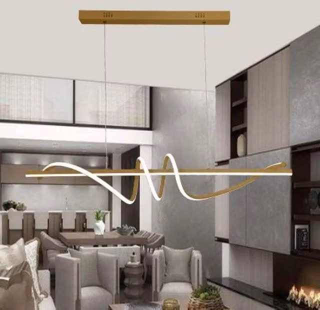 Trade Shop Lampadario Sospeso LED Moderno Oro con Design a Spirale Ondulata e Luce Regolabile 65W