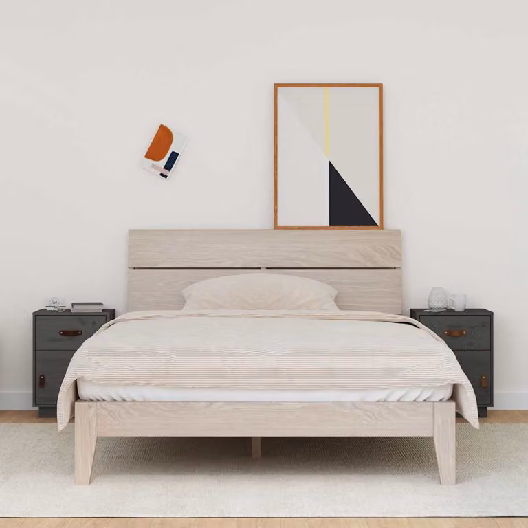 vidaXL Comodini Grigi 2 pz 40x34x55 cm in Legno Massello di Pino