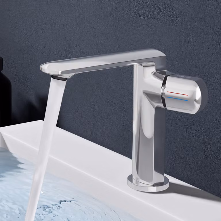 doporro Miscelatore lavabo bagno in ottone cromato, monocomando per acqua calda e fredda 17,9 cm WAO-1180