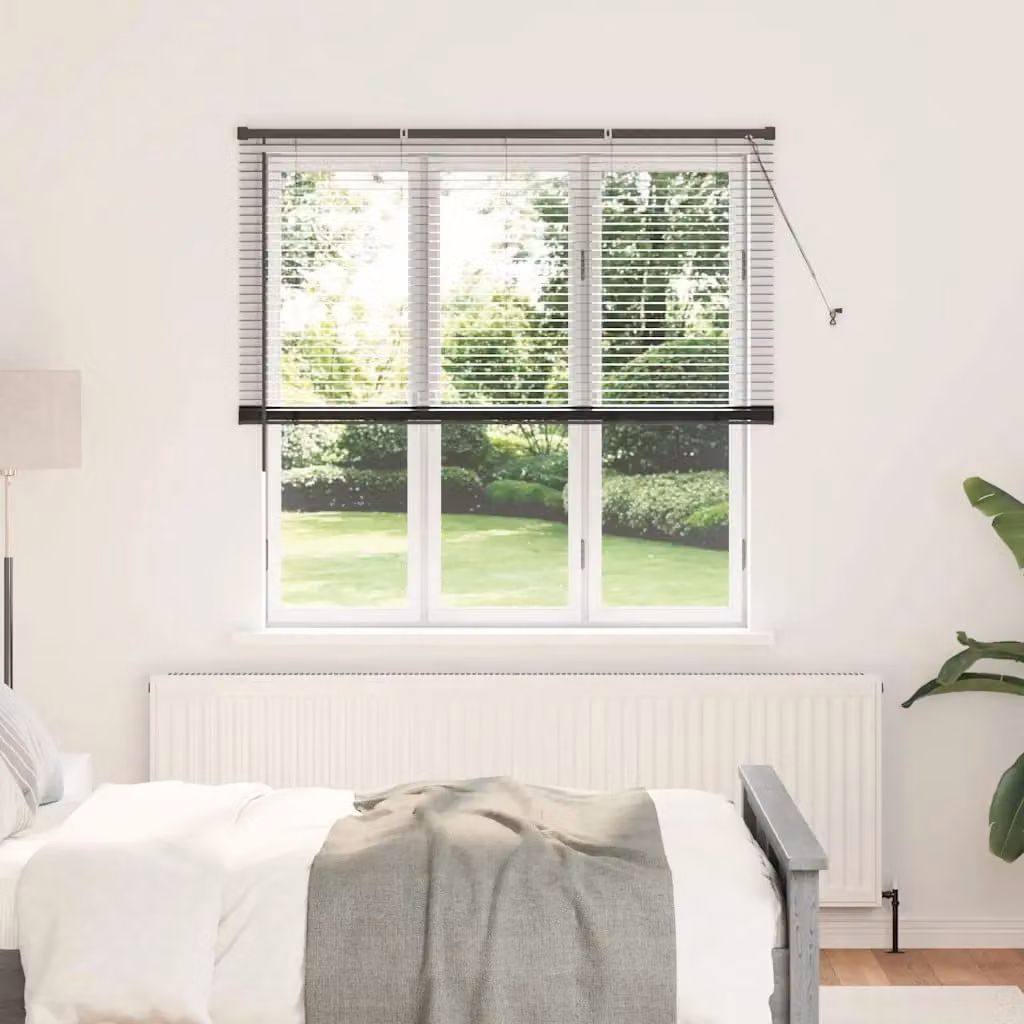 Tenda Veneziana vidaXL in Alluminio Nero, Semi-trasparente, L: 175 cm, H: 145 cm, Larghezza lamelle: 25 mm