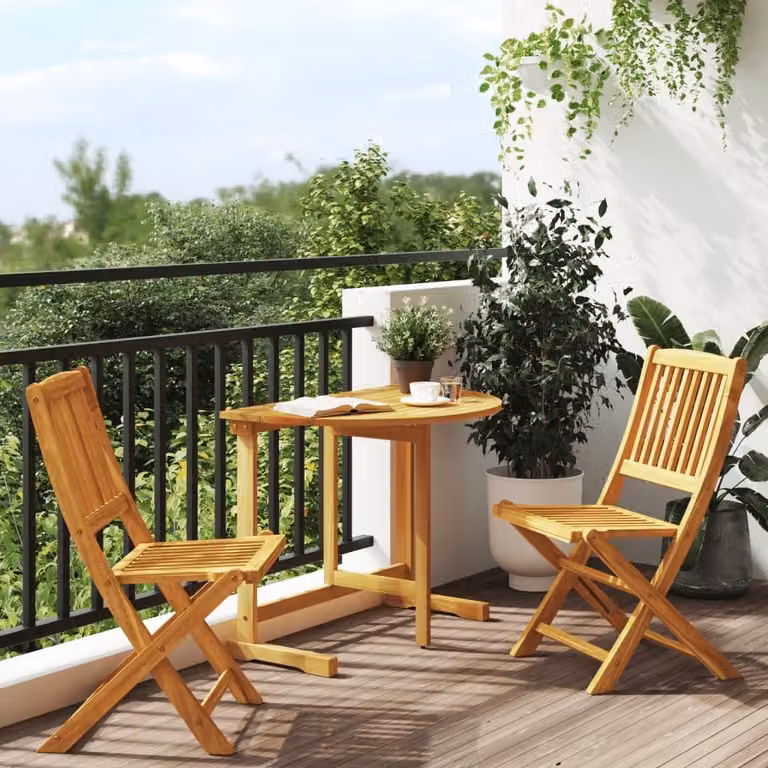 Maison Exclusive - Set da Pranzo da Giardino Pieghevole 3 pz in Massello di Acacia