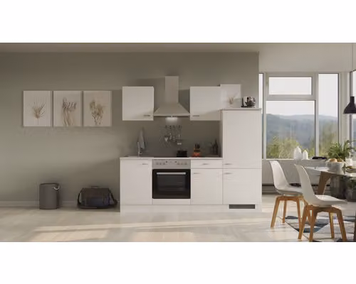 Blocco cucina con elettrodomestici Flex Well Wito 220 cm colore frontale bianco opaco colore mobile bianco