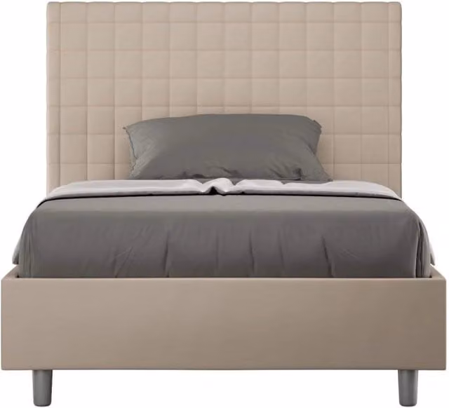 Letto una piazza e mezza senza rete imbottito 110x190 similpelle tortora Sunny
