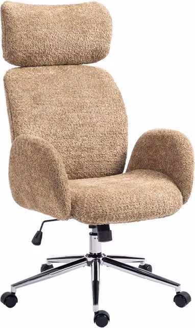 Sedia da ufficio ergonomica marrone con poggiatesta regolabile, sedia da scrivania con funzione basculante, altezza regolabile