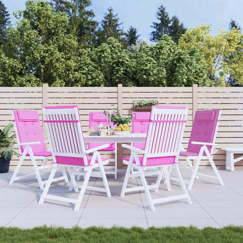 Set di 6 cuscini per sedia con schienale alto vidaXL in tessuto Oxford rosa, traspiranti e idrorepellenti con imbottitura in schiuma