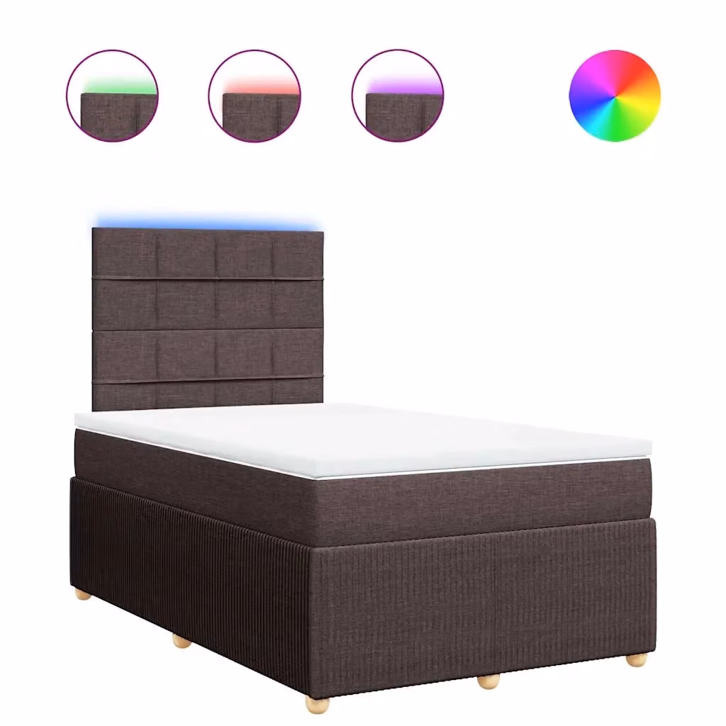 vidaXL Letto Ibrido con Materasso e Giroletto a Molle in Tessuto Marrone e Bianco L/P/H: 120 x 200 cm – 2