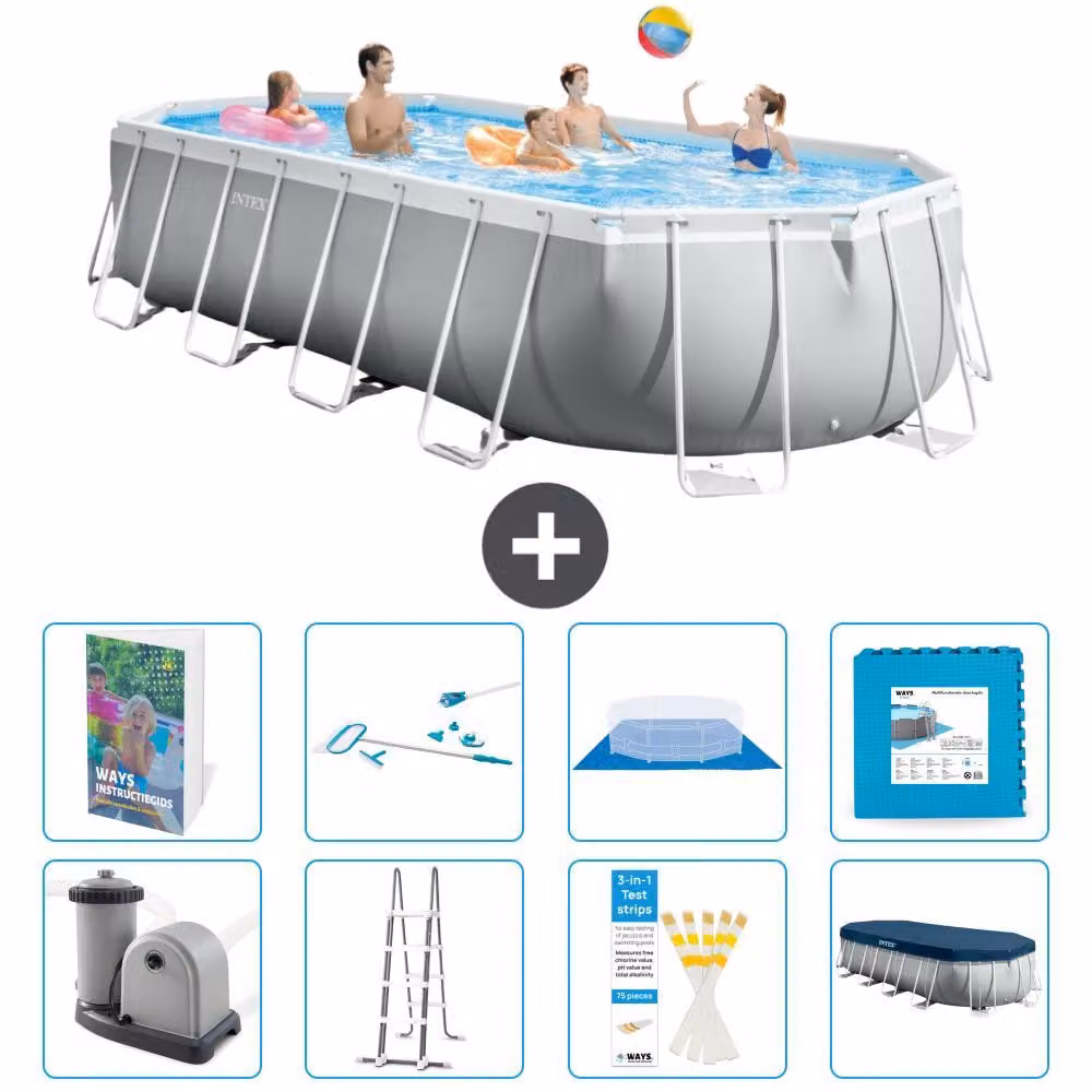Piscina ovale con struttura Prisma - 610x305x122 cm - 7 pezzi - Modello S539