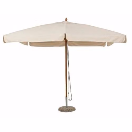 Ombrellone PREDA con palo centrale in legno e struttura in alluminio, copertura in poliestere beige, L: 300 cm, H: 200 cm