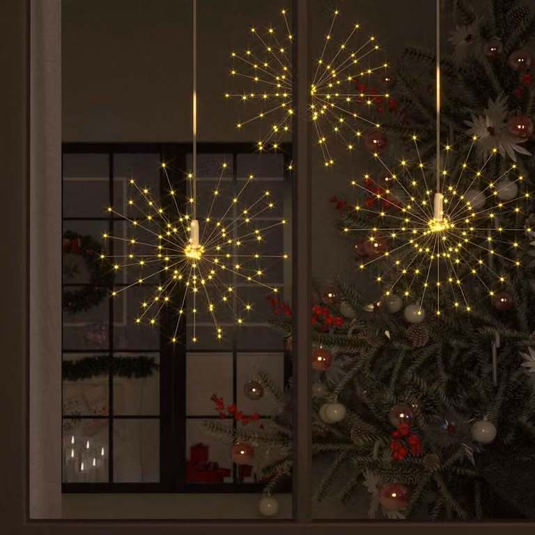 vidaXL Set di 10 Luci di Natale a Stella con 1400 LED Bianco Caldo e Telecomando