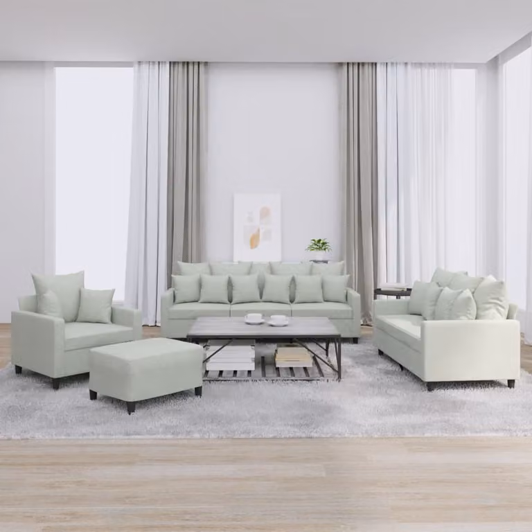 Set di Divani 4 pz vidaXL in Velluto Grigio con Cuscini e Ottoman per Soggiorno