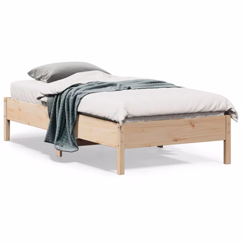 Letto in legno massello di pino vidaXL senza materasso, colore marrone, L/P/H: 80 x 190 x 36,5 cm