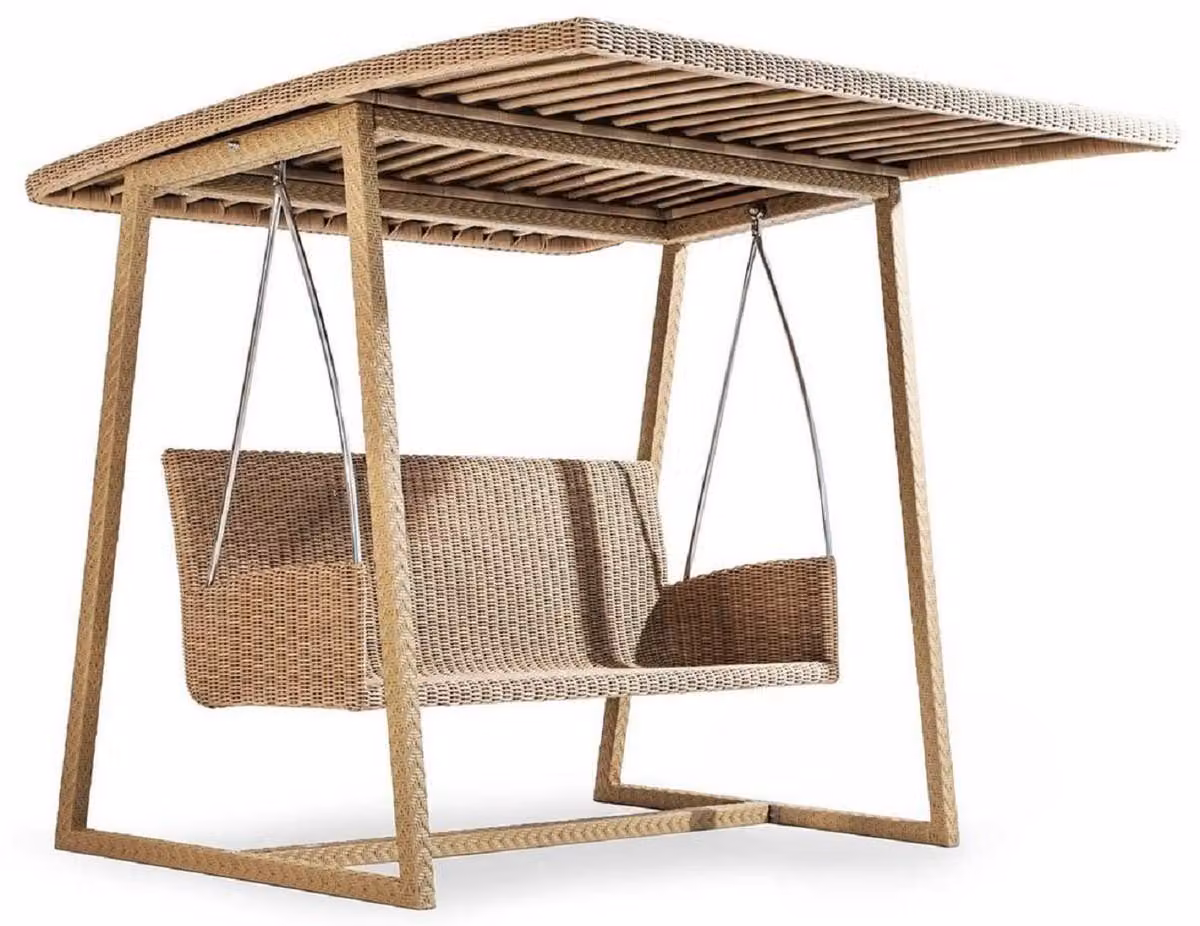 Casa Padrino Altalena da giardino Colori naturali 226 x 190 x H. 181 cm - Altalena Hollywood resistente alle intemperie con tettuccio - Mobili da giardino - Mobili da giardino - Qualità lusso