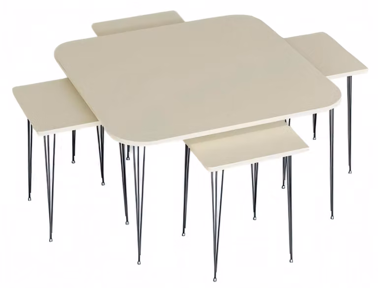 Beige Holz Couchtisch mit Beistelltischen modern und stilvoll