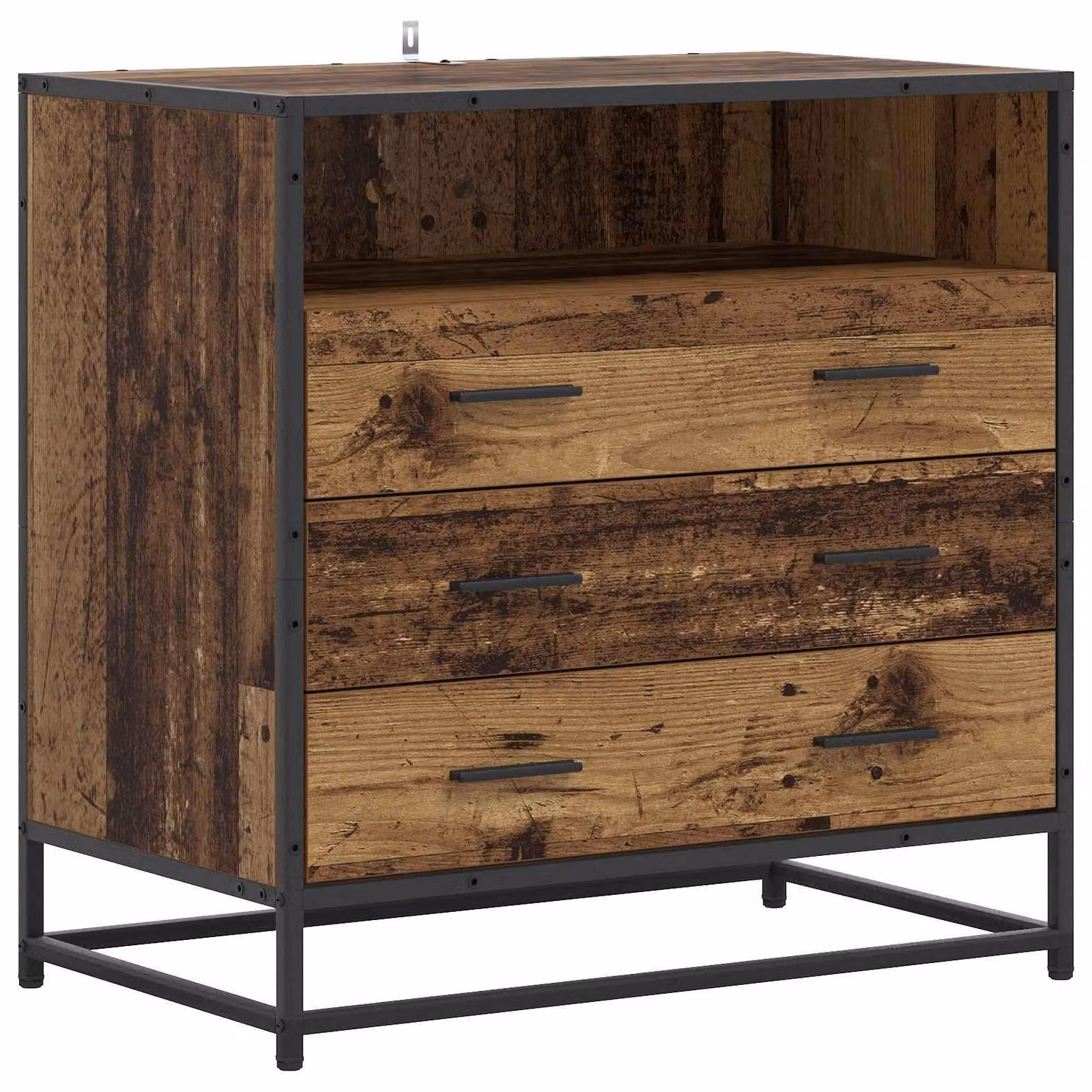 Mobiletto contenitore a 3 cassetti, legno di recupero, 70 x 41 x 70 cm