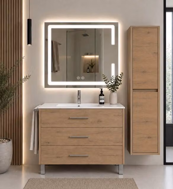 Mobile bagno con lavabo ORIGENBATH RIBERA senza specchio 100x45 cm estepa con colonna