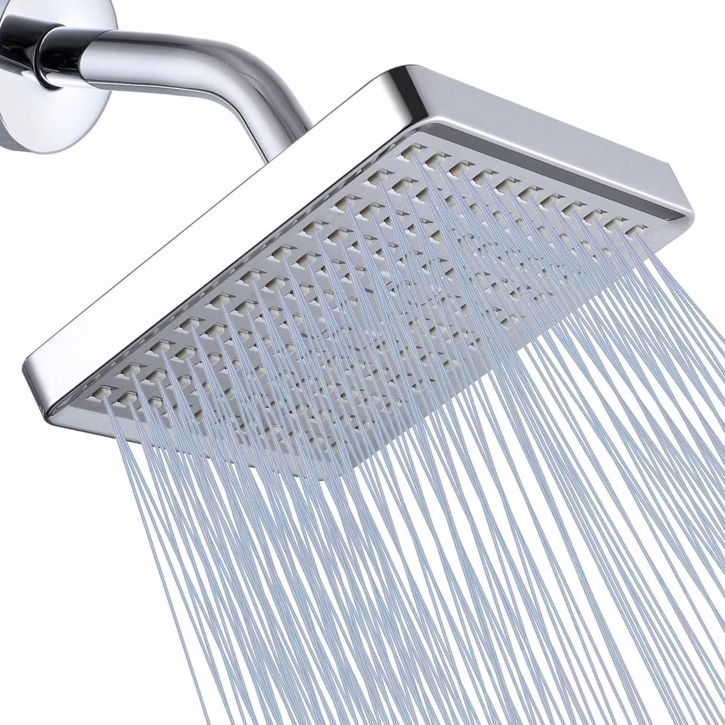 Doccia alta pressione, soffione quadrato, regolabile, cromato lucido, 15 cm