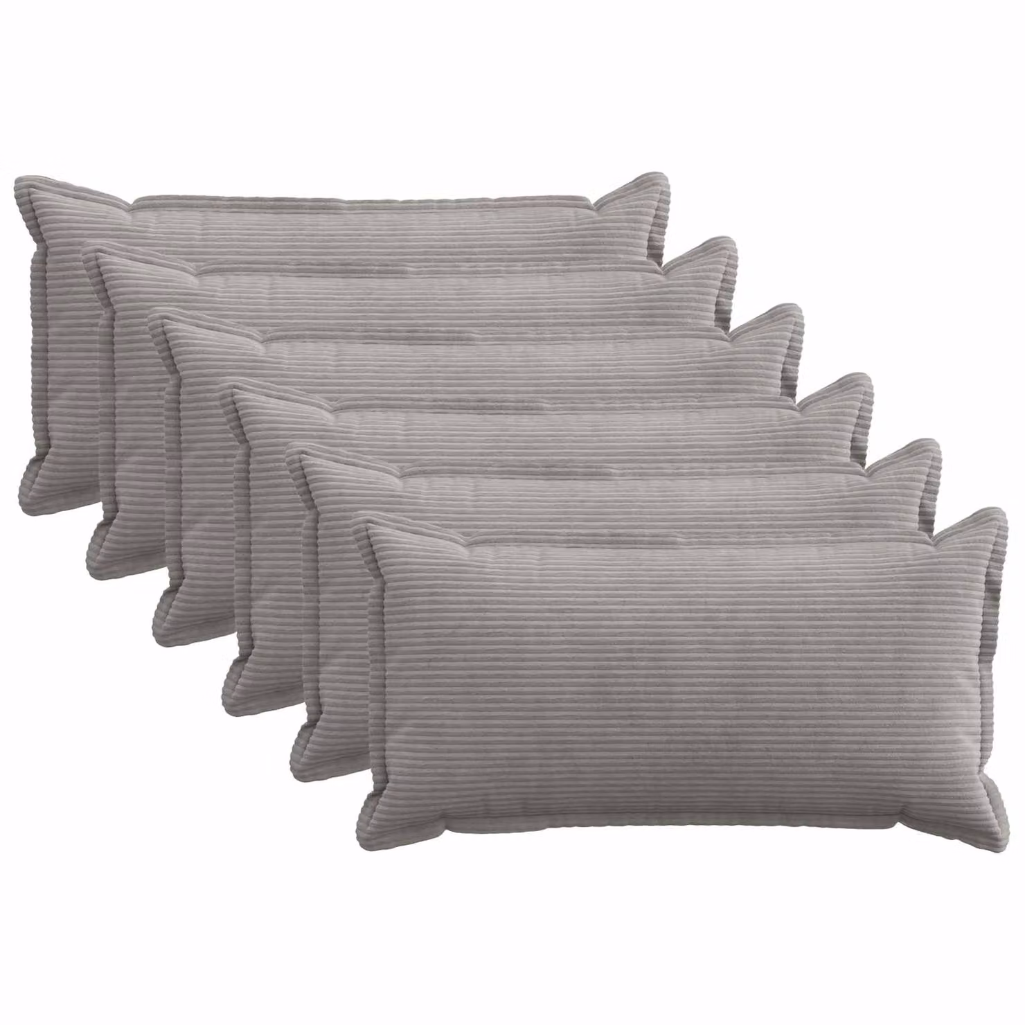 Set di 6 federe vidaXL HOUTEN in velluto a coste, Grigio Chiaro, L: 80 cm x P: 40 cm