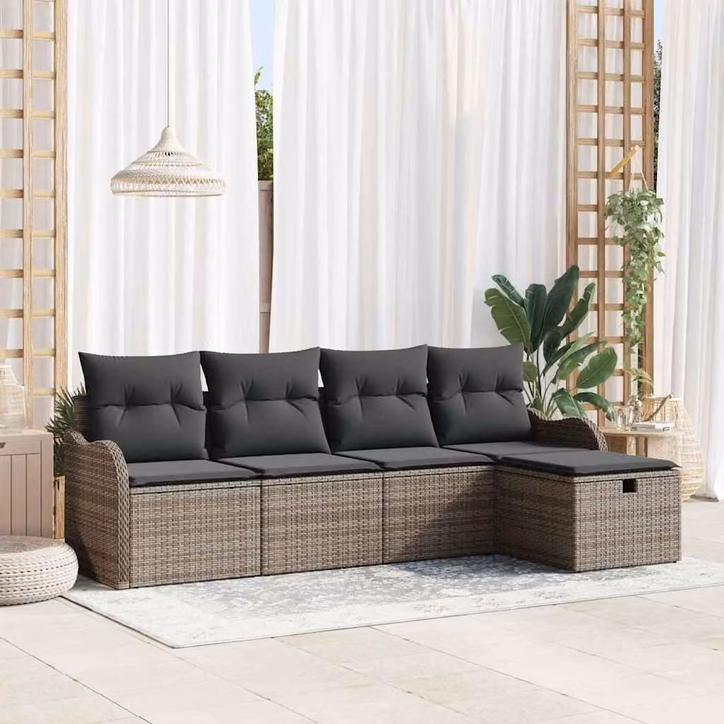 Maison Exclusive - Set da giardino composto da 5 pezzi, divano in rattan sintetico