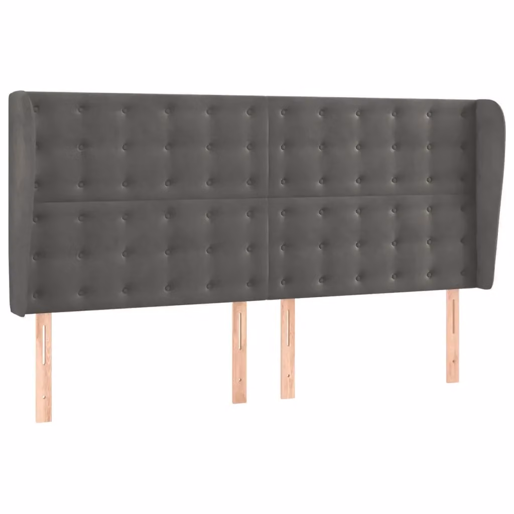 Testiera con Orecchie Design Mania in Velluto Grigio, L: 183 cm, P: 23 cm, H: 118/128 cm – 2