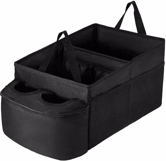 Borsa portaoggetti da bagagliaio, adatta per SUV, berline e autocarri, con fondo robusto, per riporre gli accessori dell'auto, nera.