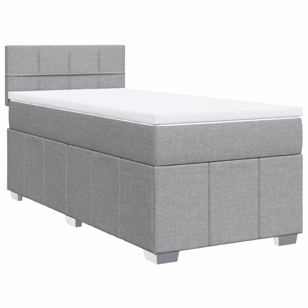 Giroletto a Molle con Materasso Grigio Chiaro100x200 cm Tessuto