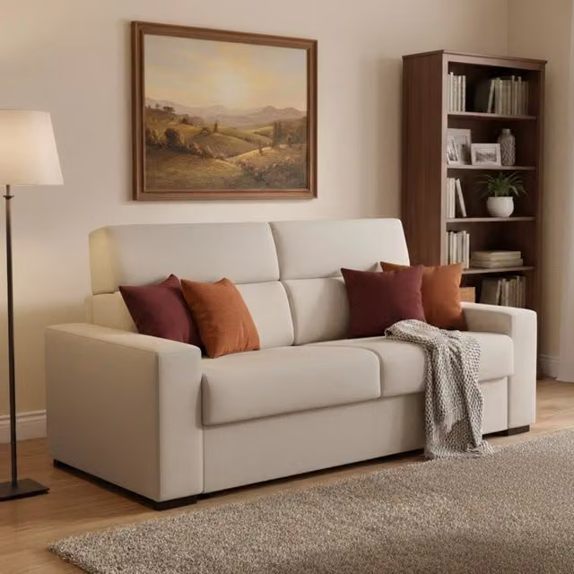 Divano Letto Casabona 2 Posti Sfoderabile Beige Made in Italy L: 180 cm, P: 95 cm – 1
