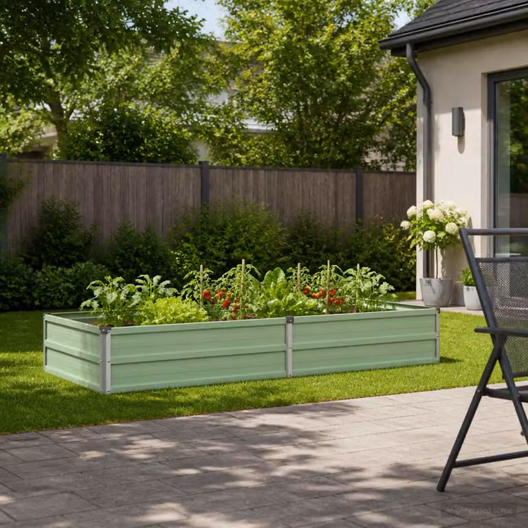 Letto rialzato da giardino vidaXL in metallo Verde, L: 160 cm, P: 80 cm, H: 24 cm