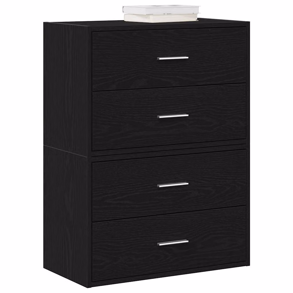 Set di 2 armadi vidaXL con 4 cassetti in MDF, colore nero rovere, L 60 cm x P 31 cm x H 40 cm