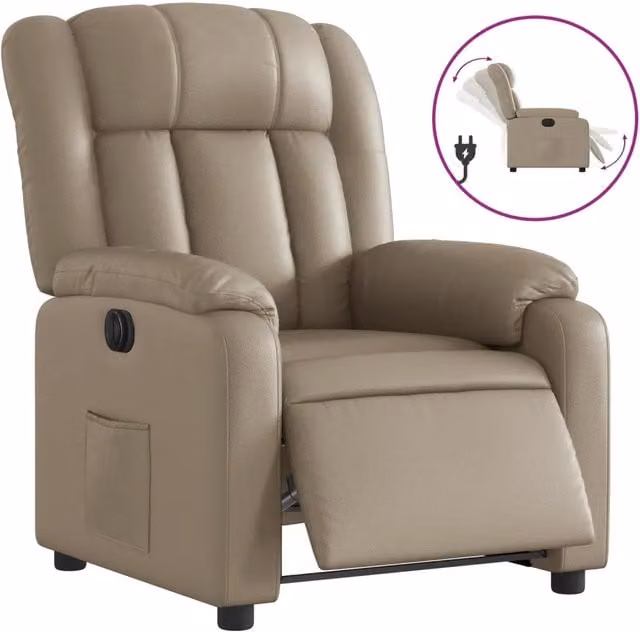 Poltrona | Sedia Relax Reclinabile Elettrica Cappuccino in Similpelle