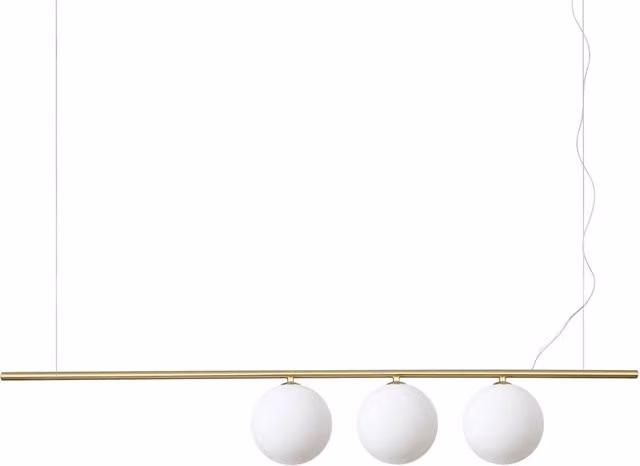 Sospensione Moderna Ideal Lux Perline in Metallo e Vetro Oro e Bianco con 3 Luci G9