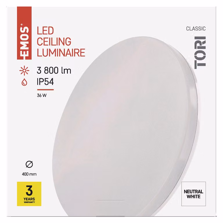 EMOS Apparecchio LED TORI 40 cm, 36 W, bianco neutro, IP54, ZM4325