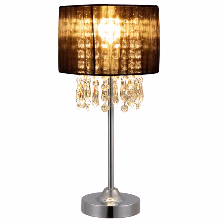 Lampada da tavolo nera [40 cm x Ø20 cm] Lampada da tavolo in cristallo lampada tessile [lux.pro]