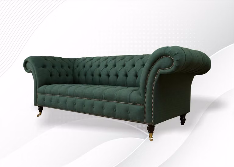 Grüne Chesterfield Couch Polster Sofas Textil Modern Sofagarnitur 3 Sitz Couchen