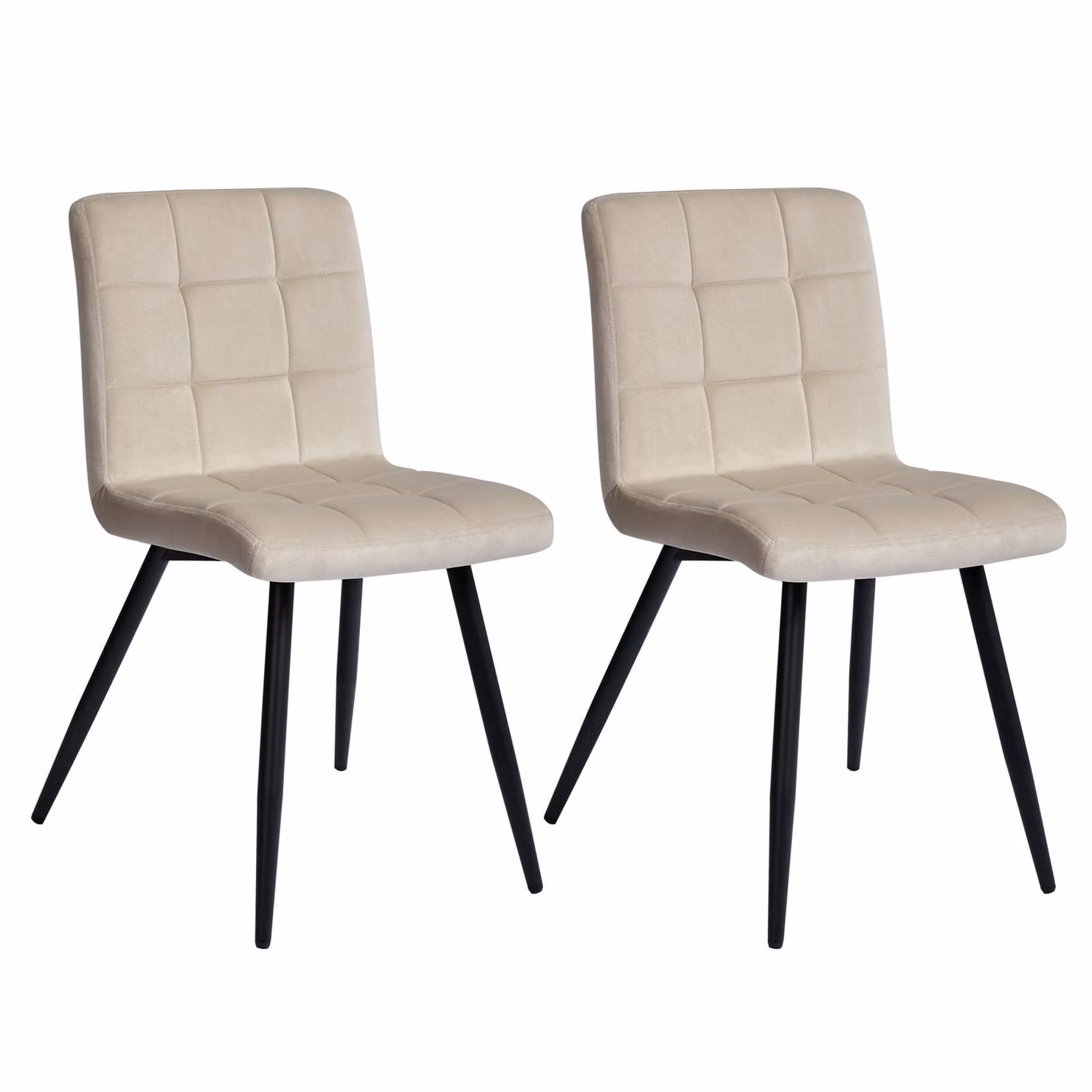 Duhome sala da pranzo set di 2 sedie da cucina sedia da soggiorno sedia imbottita con gambe in metallo sedia in velluto, beige