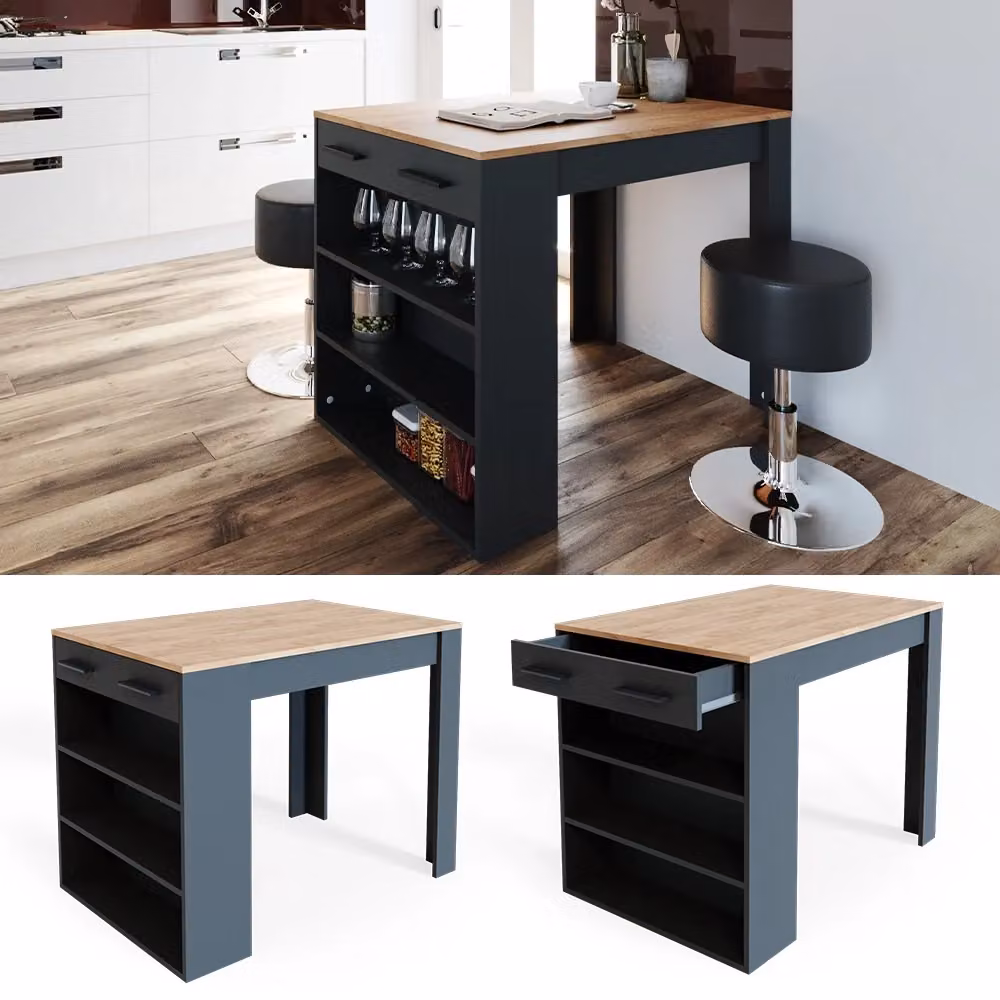 Tavolo da pranzo moderno Repose Vicco in MDF laminato colore Antracite e Rovere, L: 100 cm, P: 67 cm, H: 77,5 cm – 2
